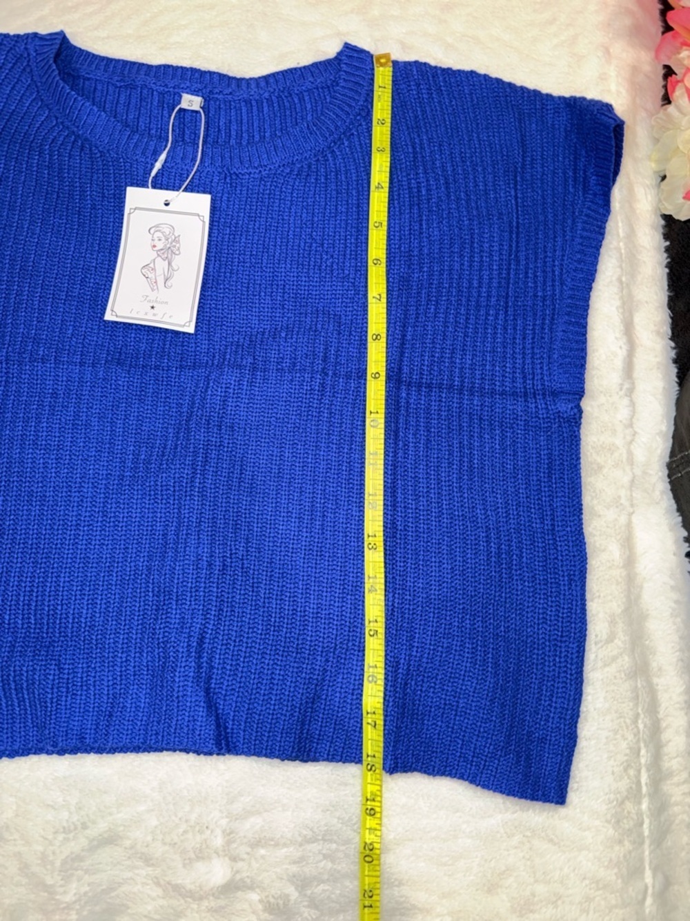 2 x 20$ NWT Sleeveless Cropped Knit Top in Cobalt Blue - Size S - Picture 2 of 6
